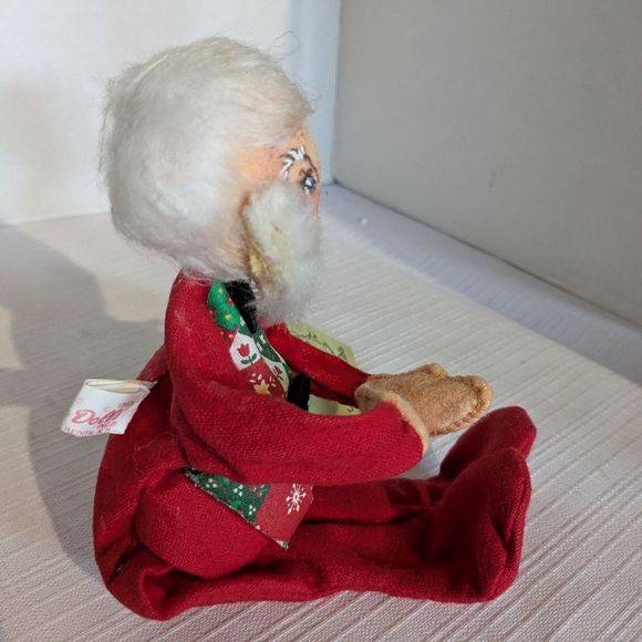 AnnaLee Santa Clause poseable doll VTG 1963 wearing a quilt pattern vest - Picture 3 of 10